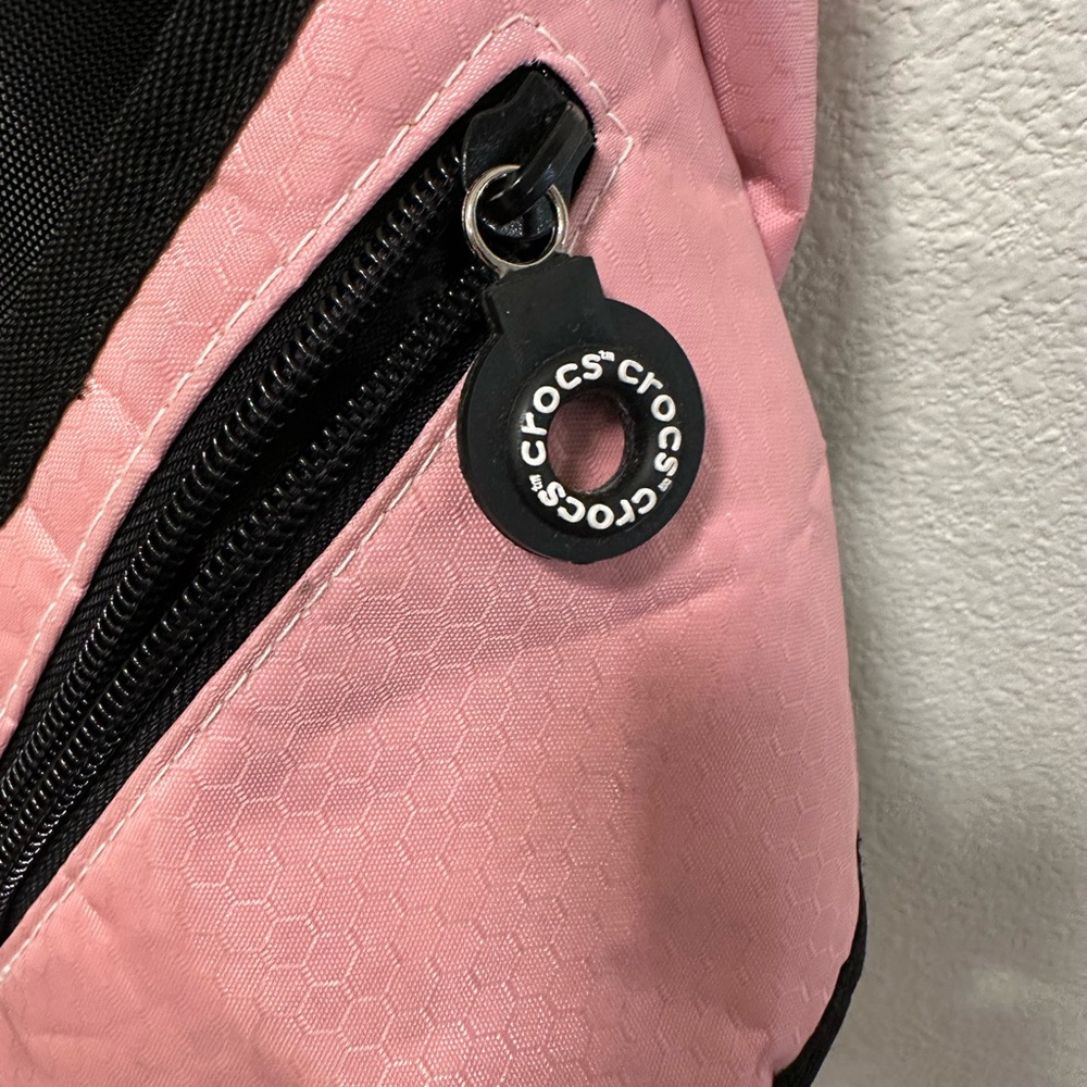 CROCS Backpack Crossbody Pink & Black Sling Gorpcore Nylon - Picture 4 of 11